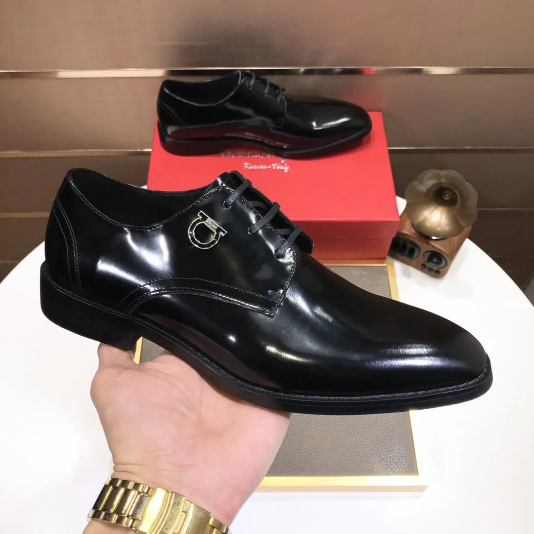 Men's shoes 💰540💰[Ferragamo/Ferragamo] (high-end Niuli) New 🍀 Ferragamo* - top version Ferragamo's classic formal leather shoes! Made of imported original cowhide, the inner top layer is comfortable cowhide lining! Original wear-resistant rubber outsole! High quality products! Code number 38-44!